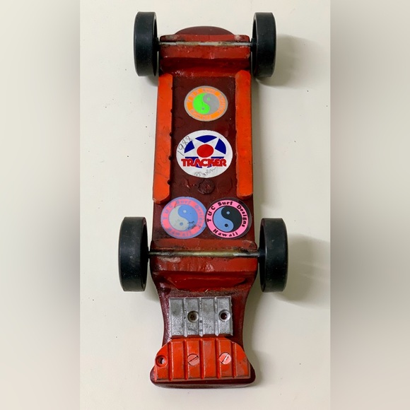 1980s Vintage Skateboard Shaped Pinewood Derby Race Car Hand Crafted Homemade - Picture 8 of 15